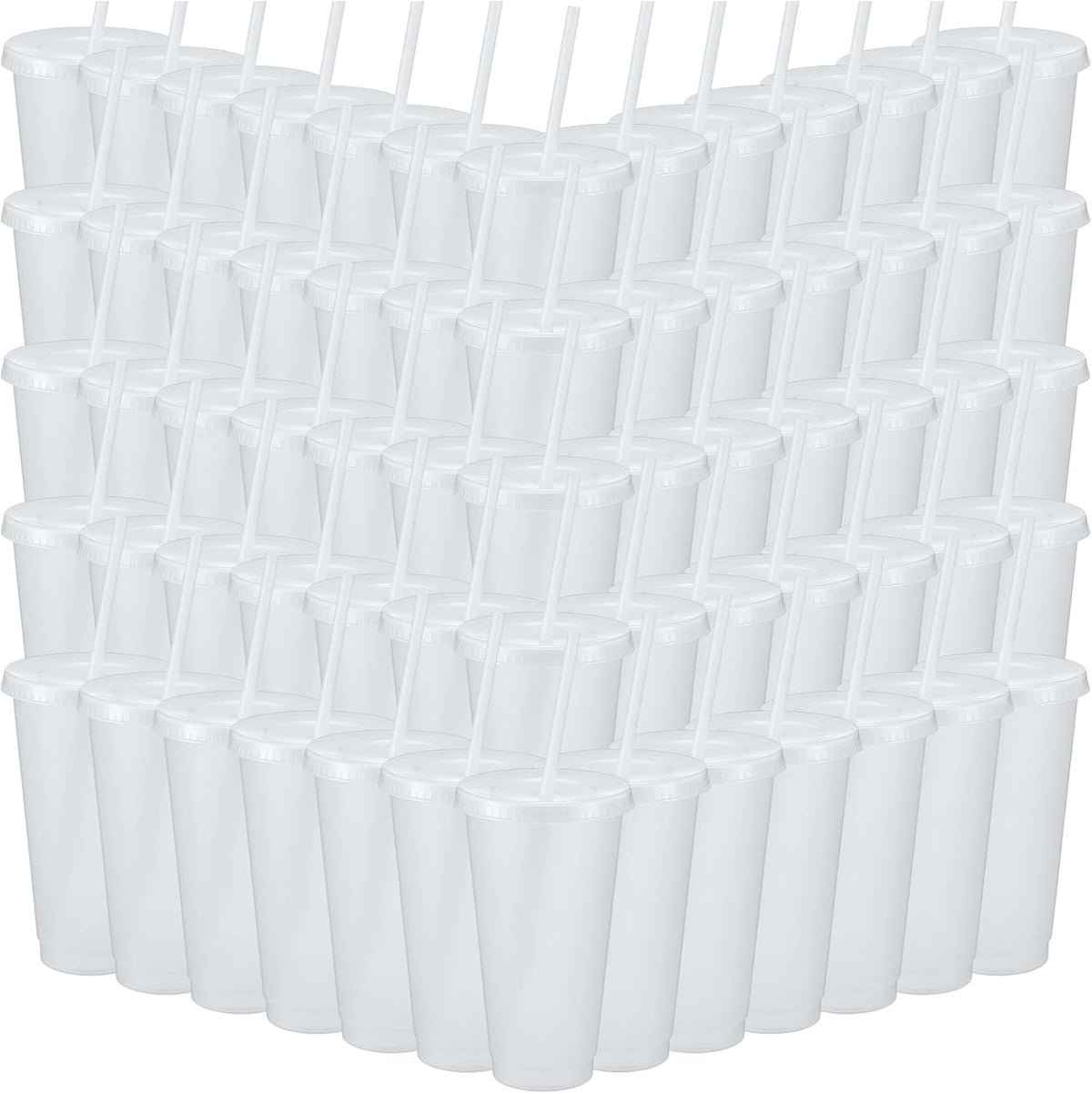 Honeydak 60 Pack Plastic Cups with Lids Straws,Gradient Color