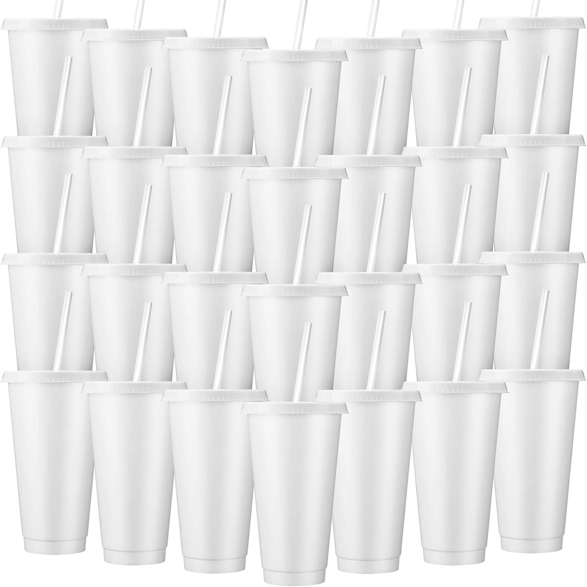 Honeydak 150 Pack Plastic Cups with Lids Straws,Black Color