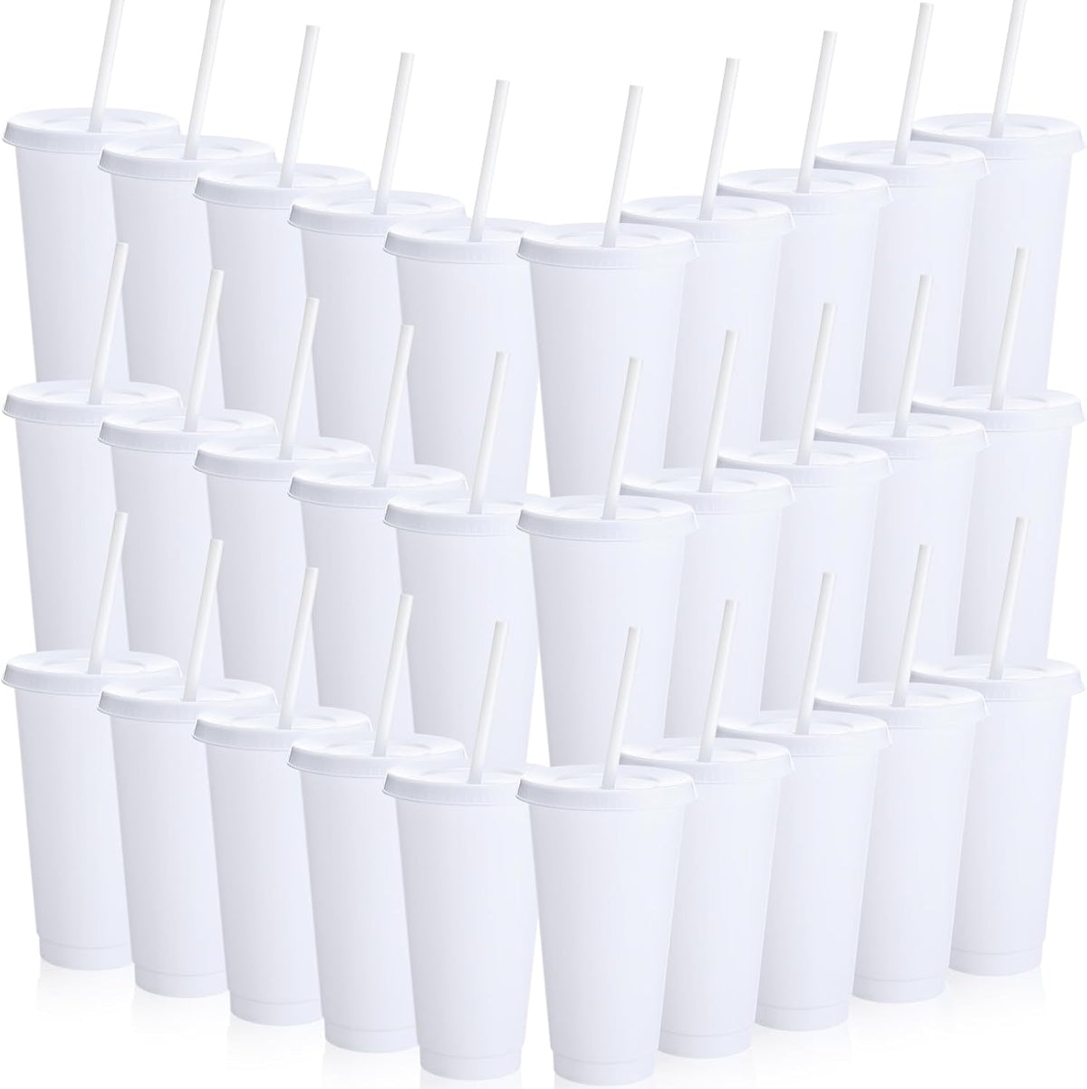 Honeydak 60 Pack Plastic Cups with Lids Straws,Gradient Color