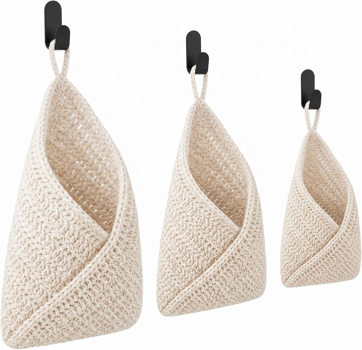Honeydak 3 Hanging Baskets, Grey Mix, Wide Bucket Basket