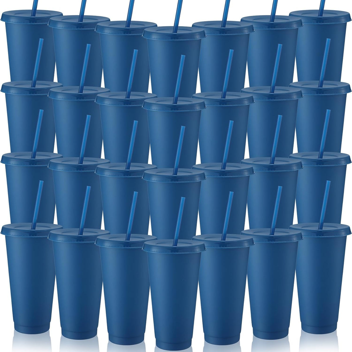 Honeydak 15 Pack Plastic Cups with Lids Straws,Stylish Color