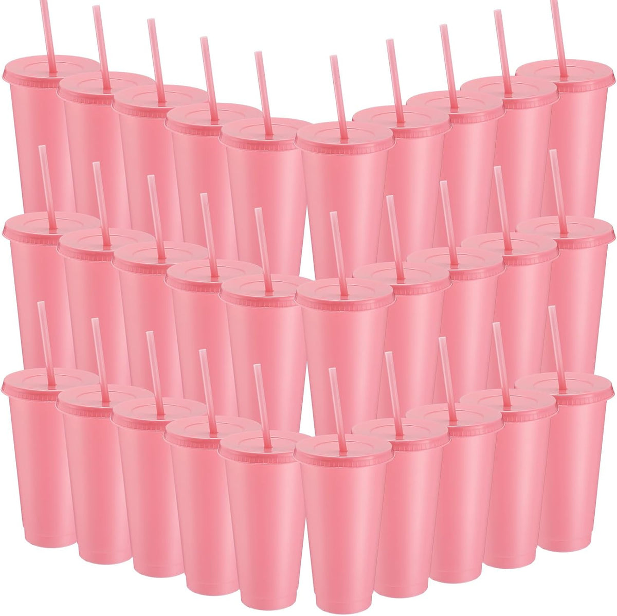 Honeydak 60 Pack Plastic Cups with Lids Straws,Gradient Color
