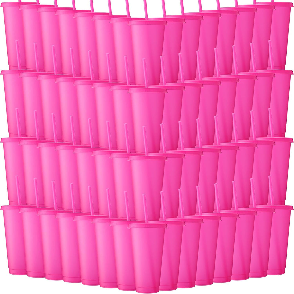 Honeydak 60 Pack Plastic Cups with Lids Straws,Electric Color