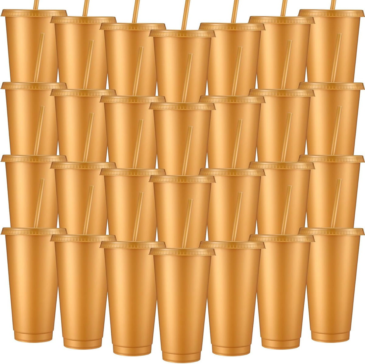 Honeydak 60 Pack Plastic Cups with Lids Straws,Electric Color