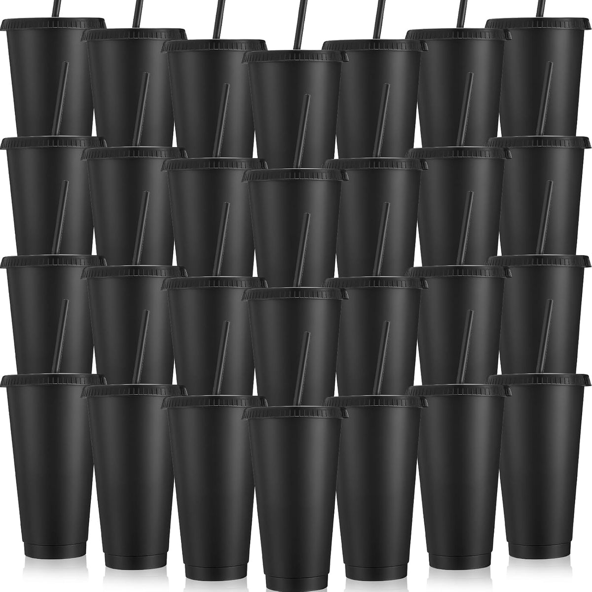 Honeydak 60 Pack Plastic Cups with Lids Straws,Electric Color