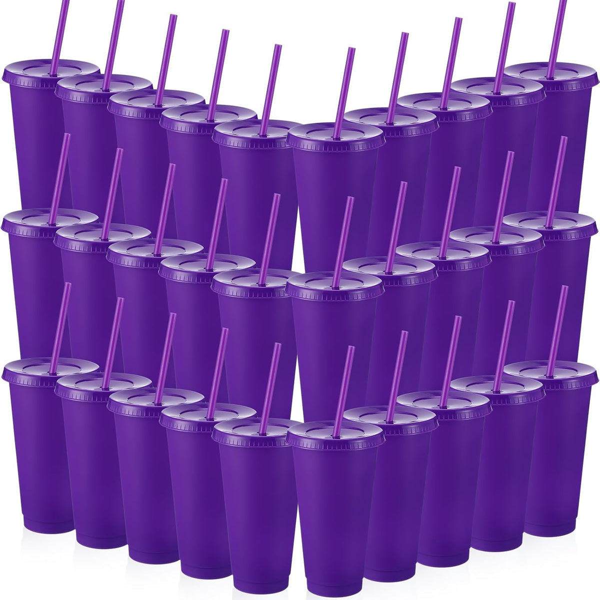 Honeydak 60 Pack Plastic Cups with Lids Straws,Gradient Color