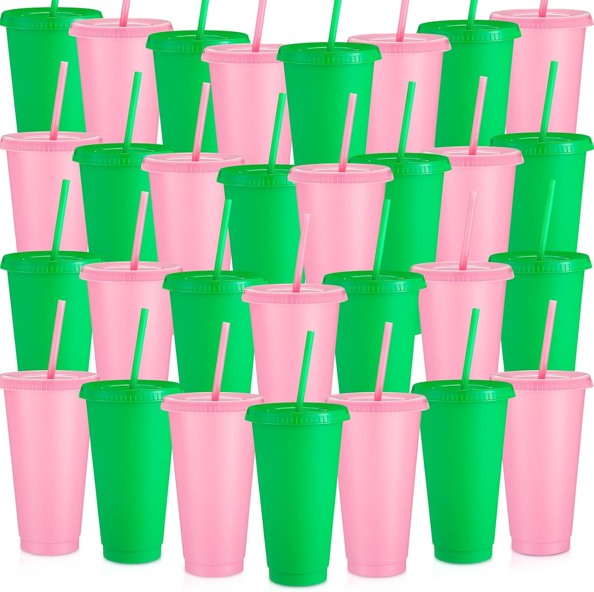 Honeydak 150 Pack Plastic Cups with Lids Straws,Black Color