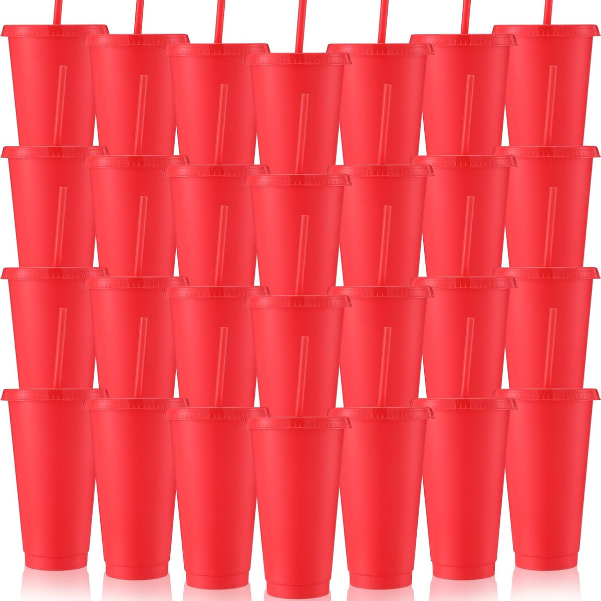 Honeydak 60 Pack Plastic Cups with Lids Straws,Gradient Color