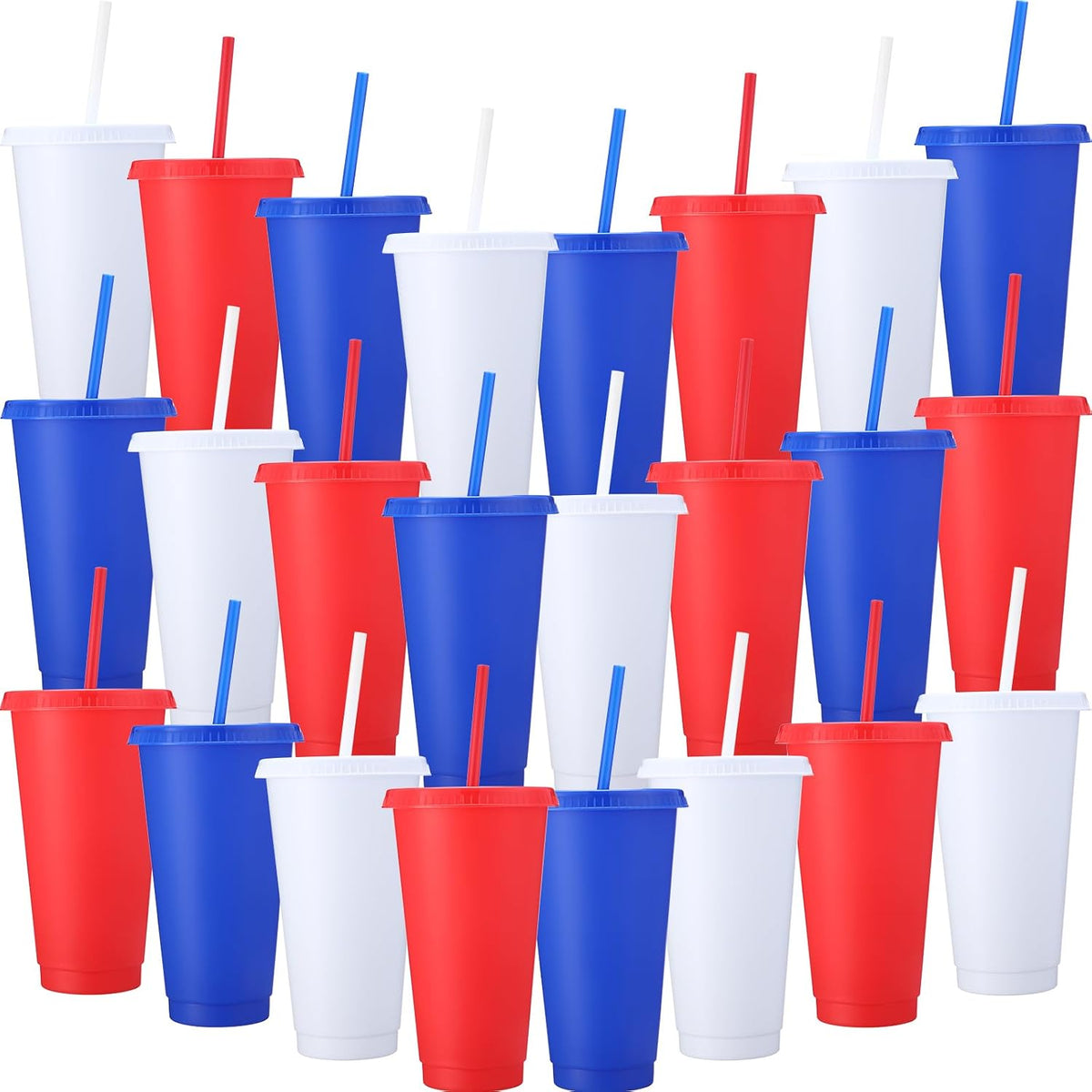 Honeydak 60 Pack Plastic Cups with Lids Straws,Electric Color