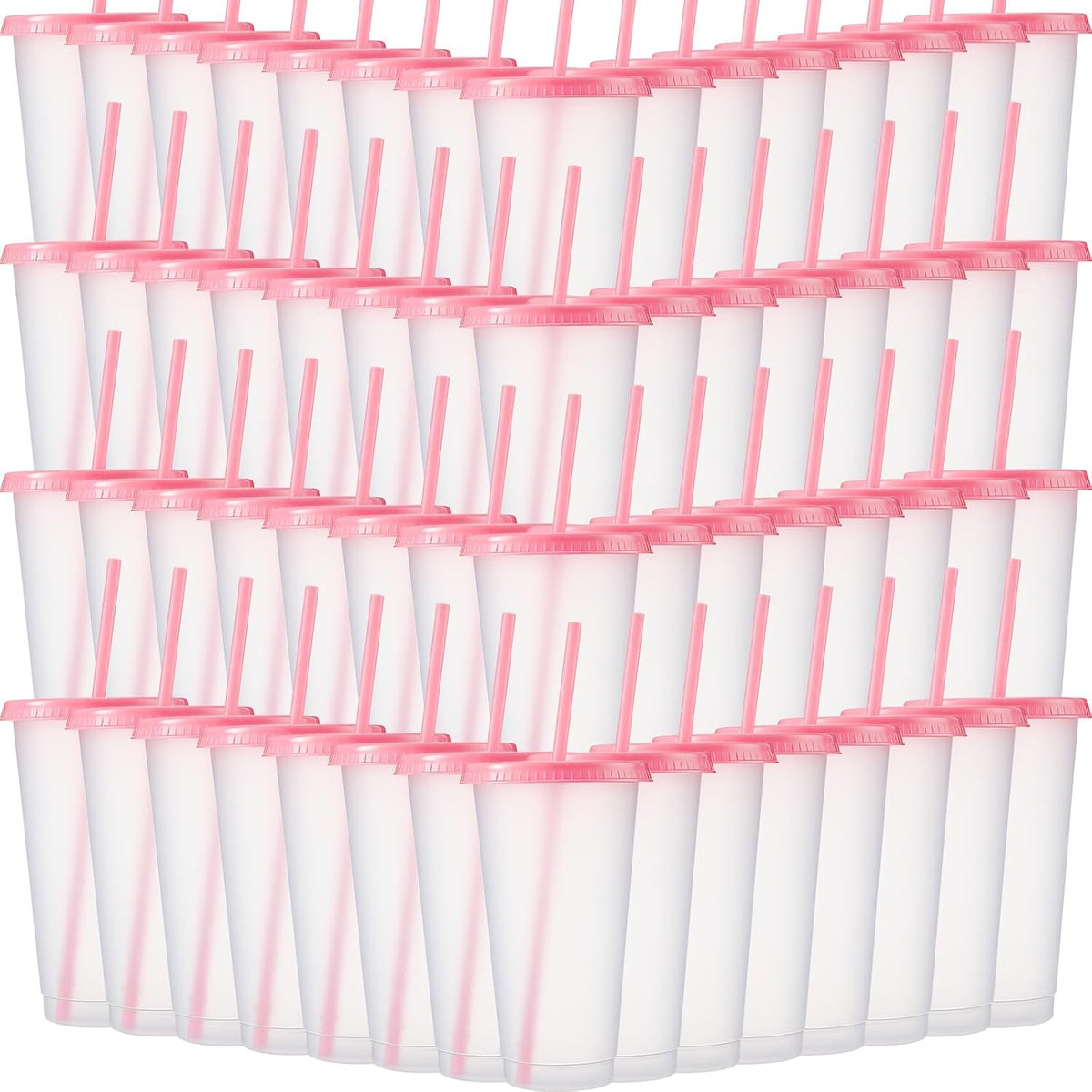 Honeydak 60 Pack Plastic Cups with Lids Straws,Electric Color
