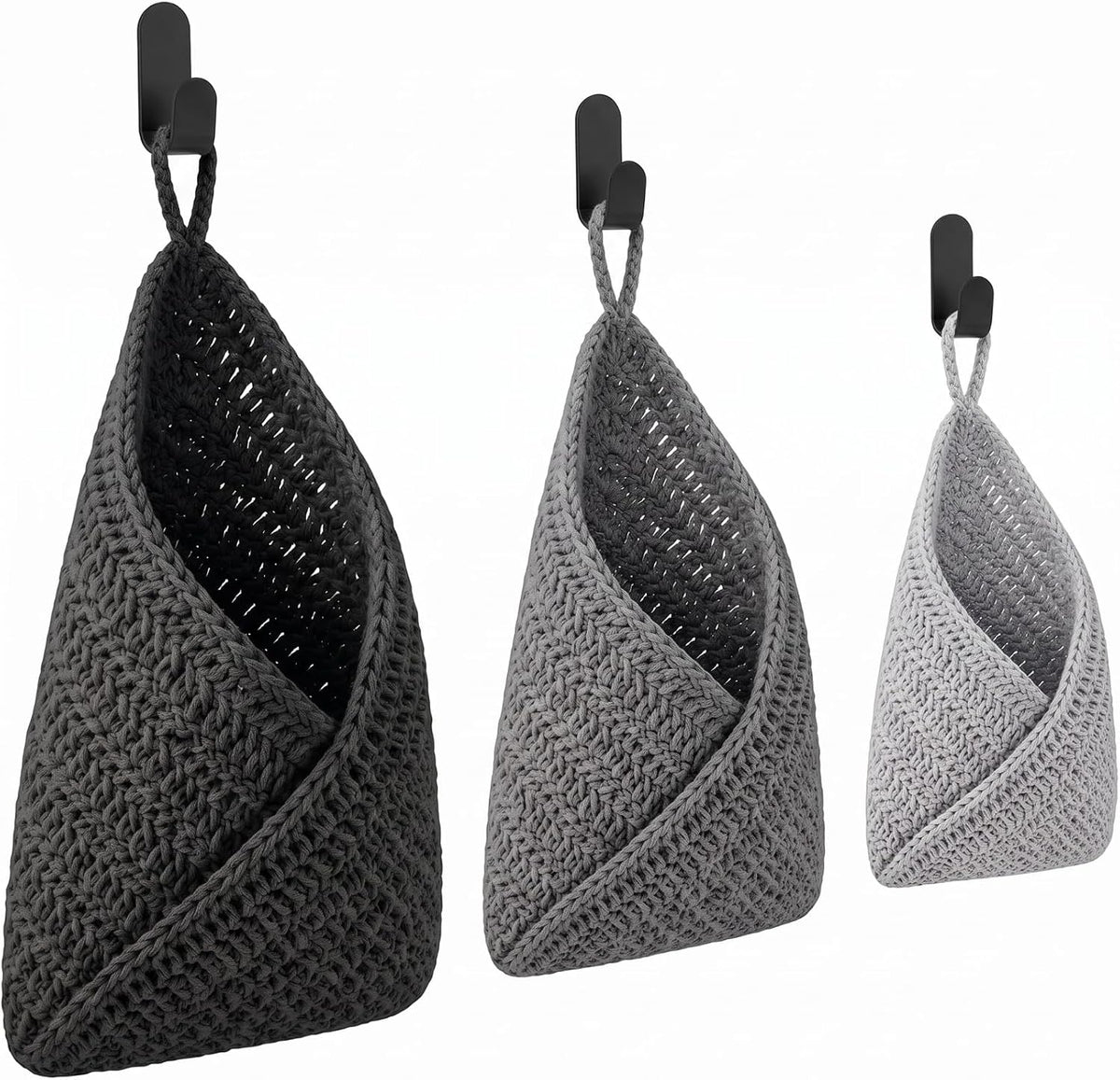 Honeydak 3 Hanging Baskets, Grey Mix, Envelope Basket