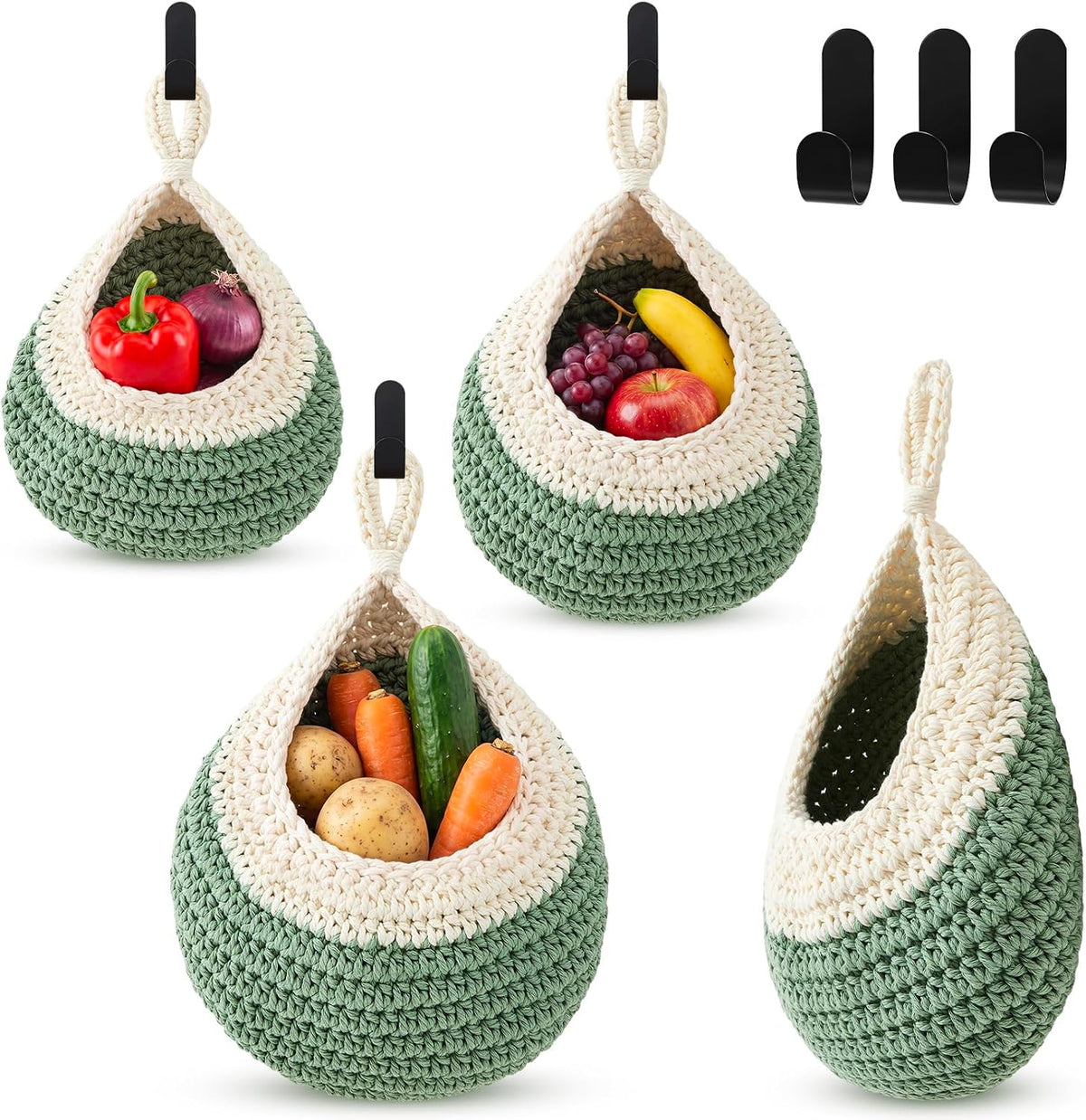 Honeydak 3 Hanging Baskets, Grey Mix, Envelope Basket