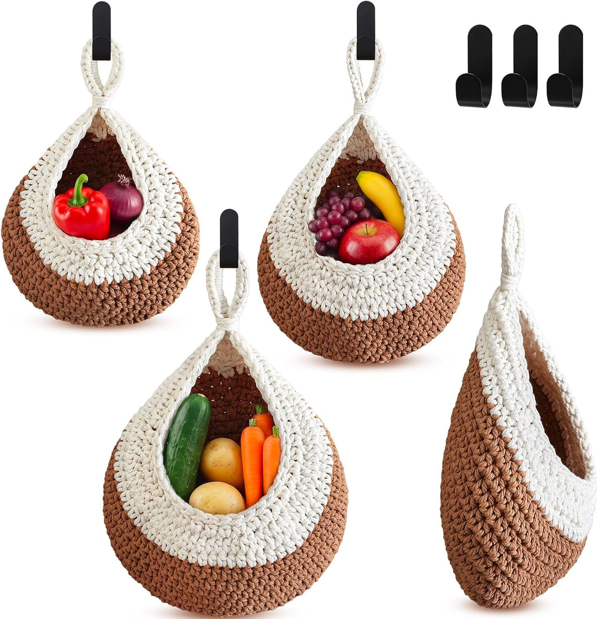 Honeydak 3 Hanging Baskets, Grey Mix, Envelope Basket