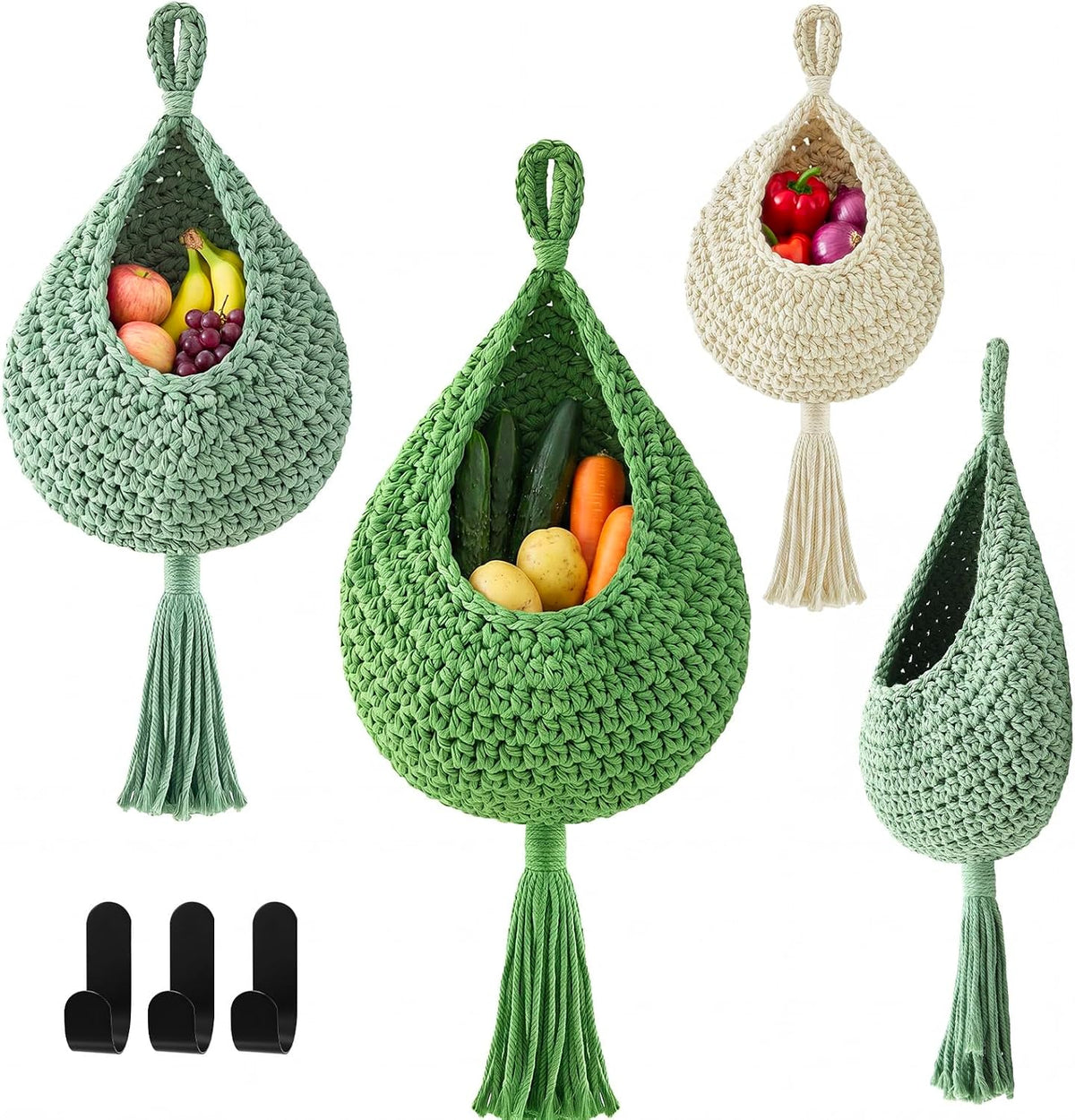 Honeydak 3 Hanging Baskets, Grey Mix, Envelope Basket