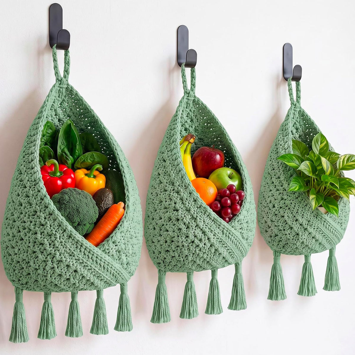 Honeydak 3 Hanging Baskets, Grey Mix, Envelope Basket